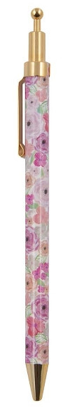 Gullor Lot de 5 stylos à bille liquide à motif floral pour cadeau, ensemble  de fleurs uniques en métal pour accessoires de bureau, violet clair