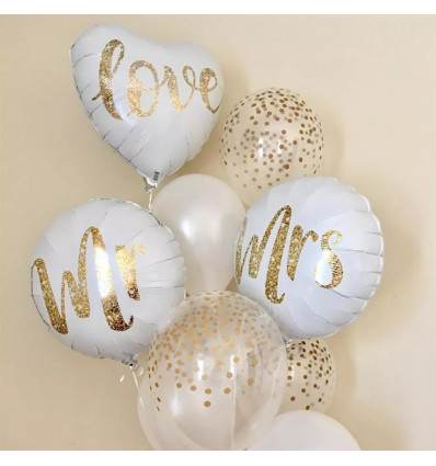 Bouquet de 9 ballons « Mr • Mrs • Love »